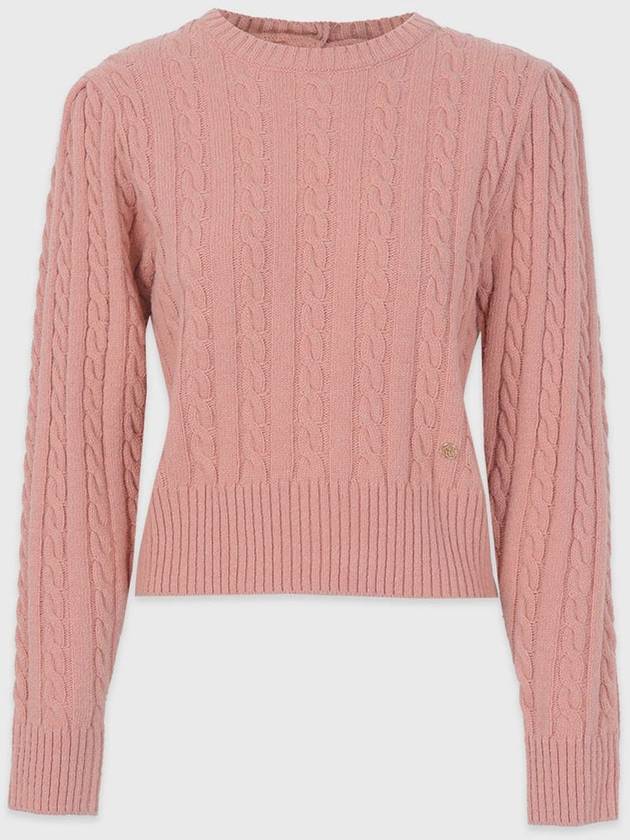 Women's Magnolia Wool Open Back Puff Knit Top Pink - MICANE - BALAAN 1