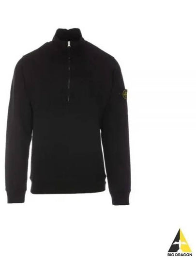 Logo Half Zipper Sweatshirt Black - STONE ISLAND - BALAAN 2