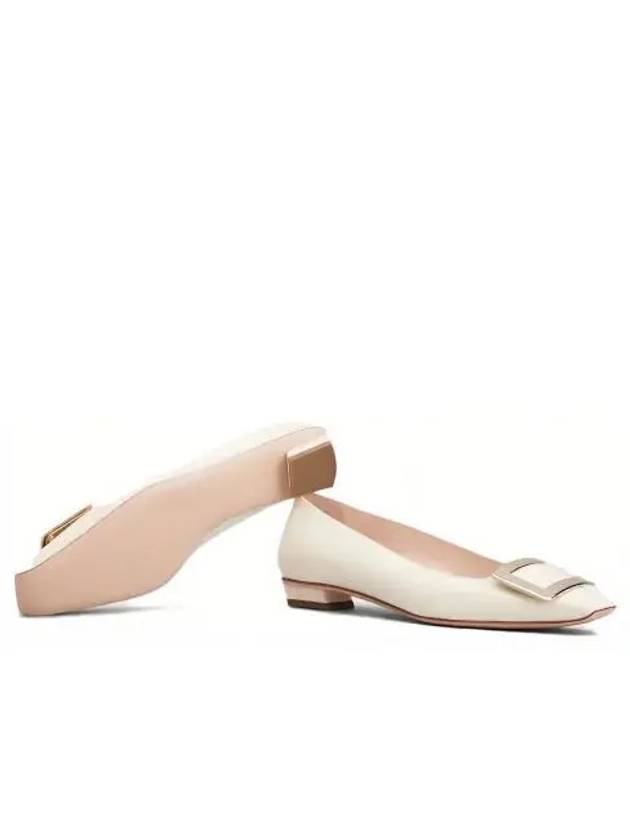 Women's Belle Vivier Metal Buckle Pumps Flat Shoes Cream - ROGER VIVIER - BALAAN 2