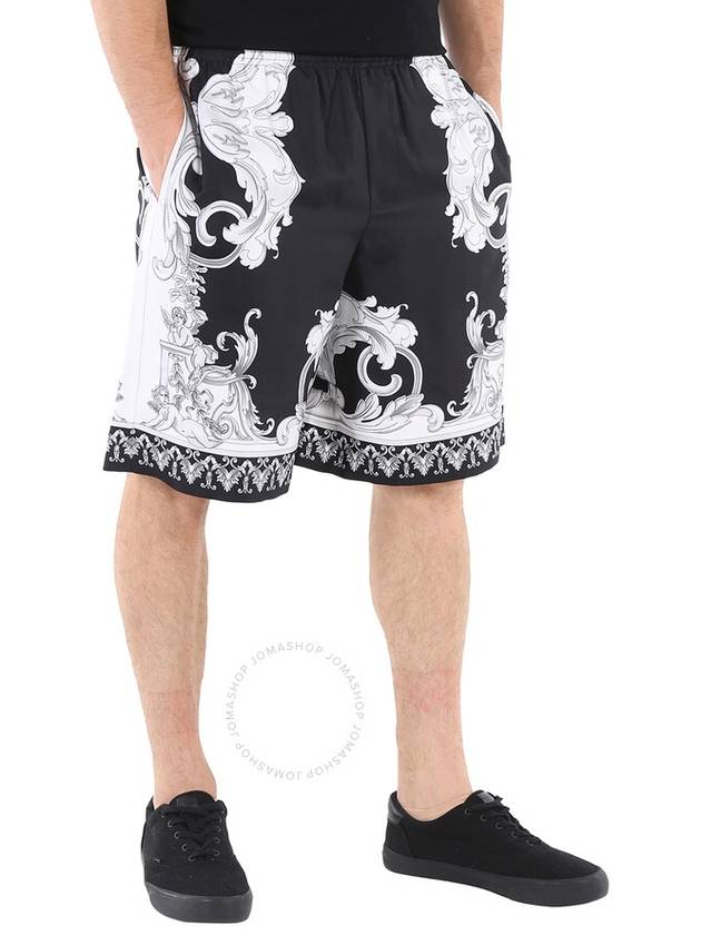 Versace Men's Black / White Baroque-Print Wide Shorts, Brand Size 50 (US Size 34) - VERSACE - BALAAN 2