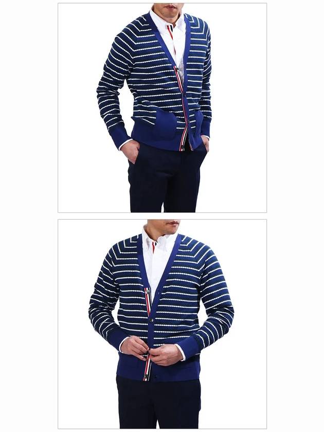 Rep Stripe Cardigan MJP020 AK9886 - THOM BROWNE - BALAAN 3