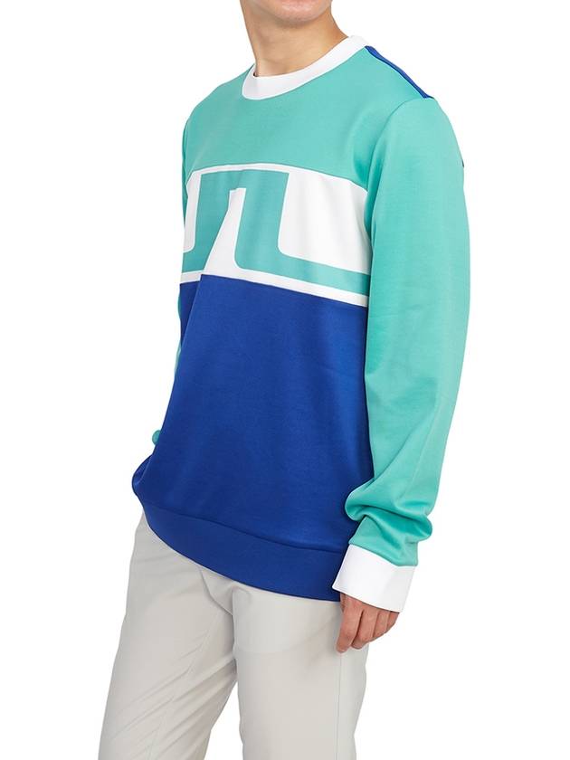 Men's Jones Crew Neck Sweatshirt Bright Aqua - J.LINDEBERG - BALAAN 6