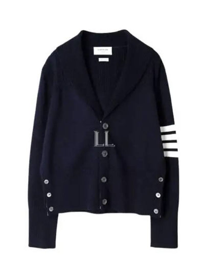 Men's Jersey Stitched Shawl Collar Cardigan Navy - THOM BROWNE - BALAAN 2