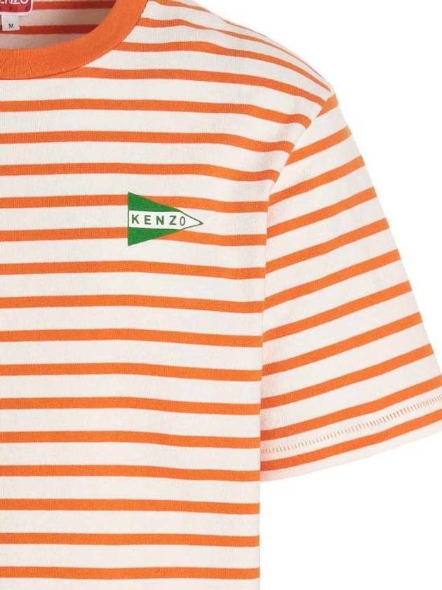 Nautical Stripes Oversized Cotton Short Sleeve T-Shirt Orange - KENZO - BALAAN 4