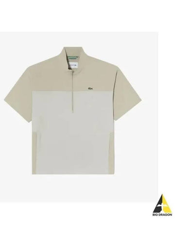 Men s Golf Block Type Short Sleeve Anorak Beige - LACOSTE - BALAAN 1