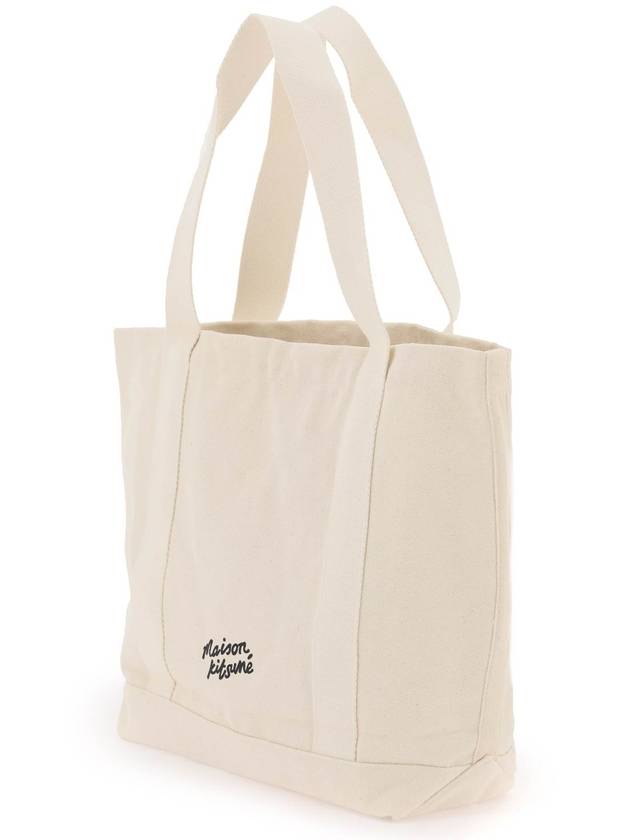 Fox Head Print Tote Bag Ecru - MAISON KITSUNE - BALAAN 3