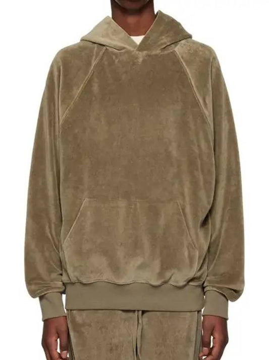 Velor Cotton Hooded Sweatshirt Wood - FEAR OF GOD ESSENTIALS - BALAAN 1