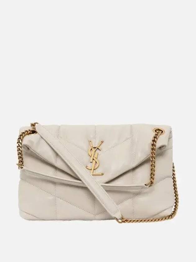 Puffer Quilted Nappa Leather Small Shoulder Bag Blanc Vintage - SAINT LAURENT - BALAAN 2