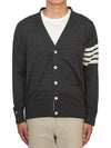 Men's Sustainable Classic Diagonal Wool Cardigan Dark Grey - THOM BROWNE - BALAAN 3