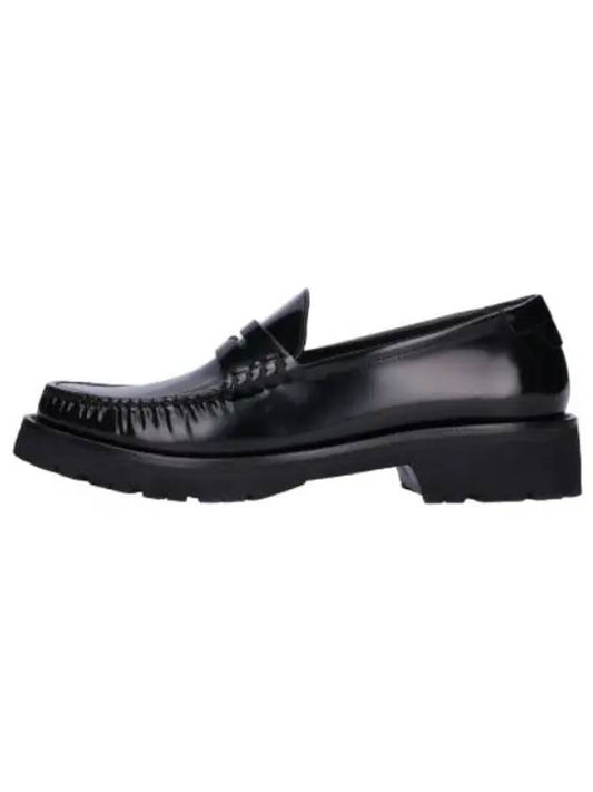 Chunky Penny Loafers Black Shoes - SAINT LAURENT - BALAAN 1