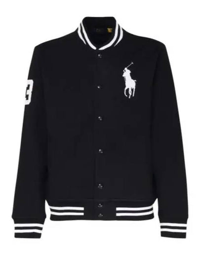 Embroidery Pony Logo Varsity Bomber Jacket Black - POLO RALPH LAUREN - BALAAN 2