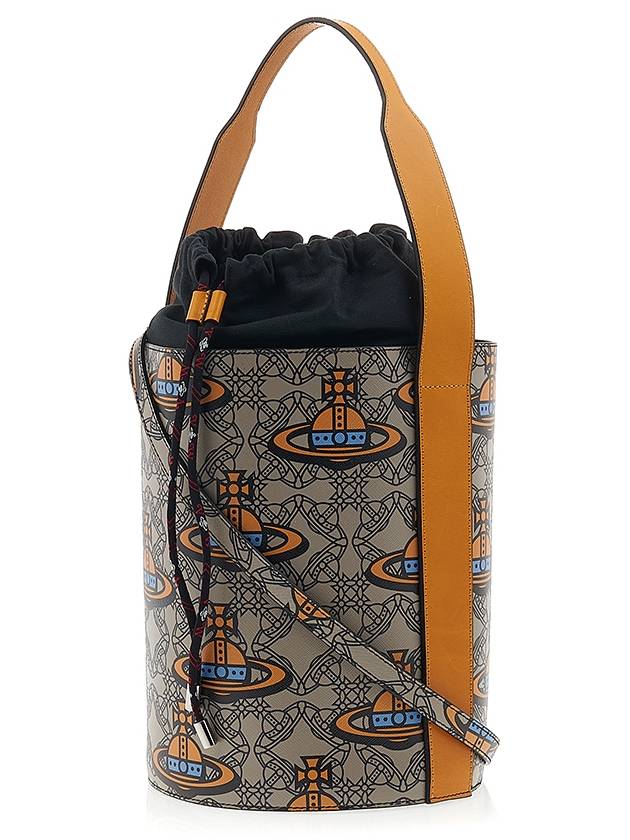 Charlotte Drawstring Leather Bucket Bag ORBmania Print - VIVIENNE WESTWOOD - BALAAN 3