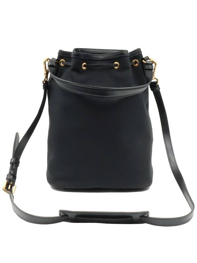 Black jacquard leather trimming gold large bucket bag 2WAY - PRADA - BALAAN 3