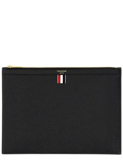 Medium Document Holder Clutch Bag Black - THOM BROWNE - BALAAN 2