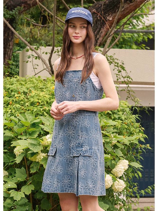 Chicory pleated overalls denim short dress blue - MICANE - BALAAN 2