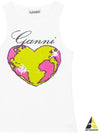 Graphic Rib Heart Tank Cotton Sleeveless White - GANNI - BALAAN 2