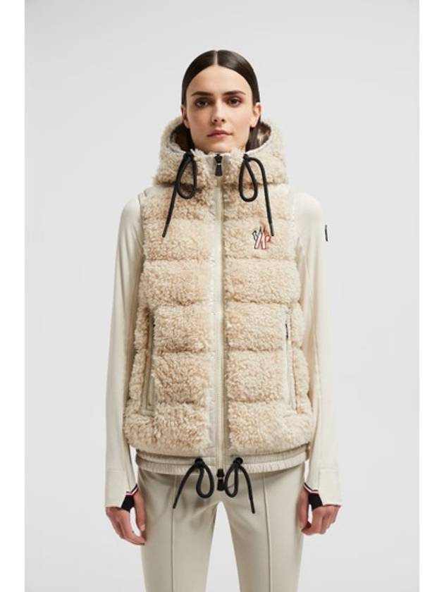 Grenoble Padded Teddy Zip-Up Vest Beige - MONCLER - BALAAN 5