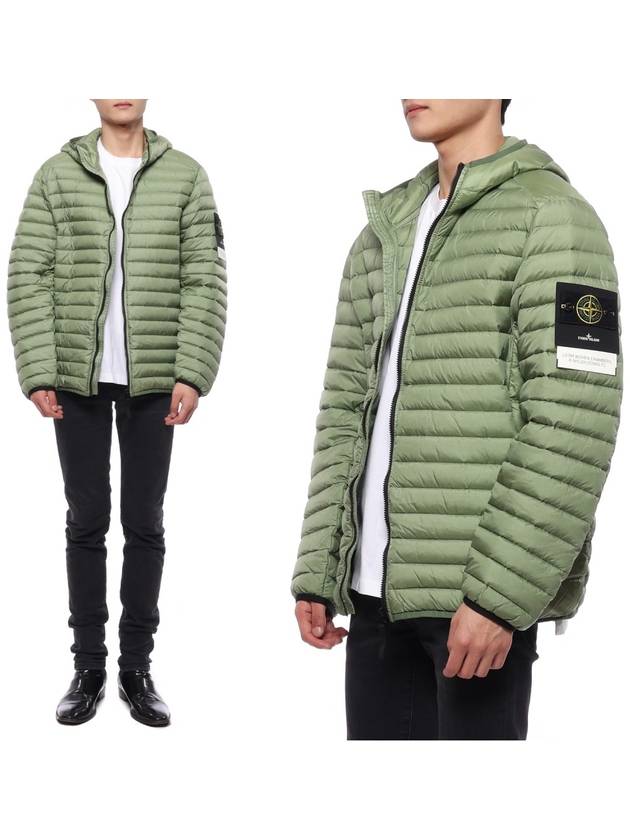 Room Woven Chamber Recycled Nylon Down Padding Hooded Jacket Green - STONE ISLAND - BALAAN 3