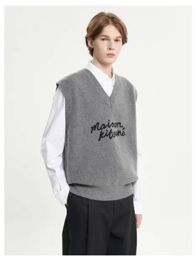 Men s lettering oversized boxy fit vest dark gray melange domestic product - MAISON KITSUNE - BALAAN 1