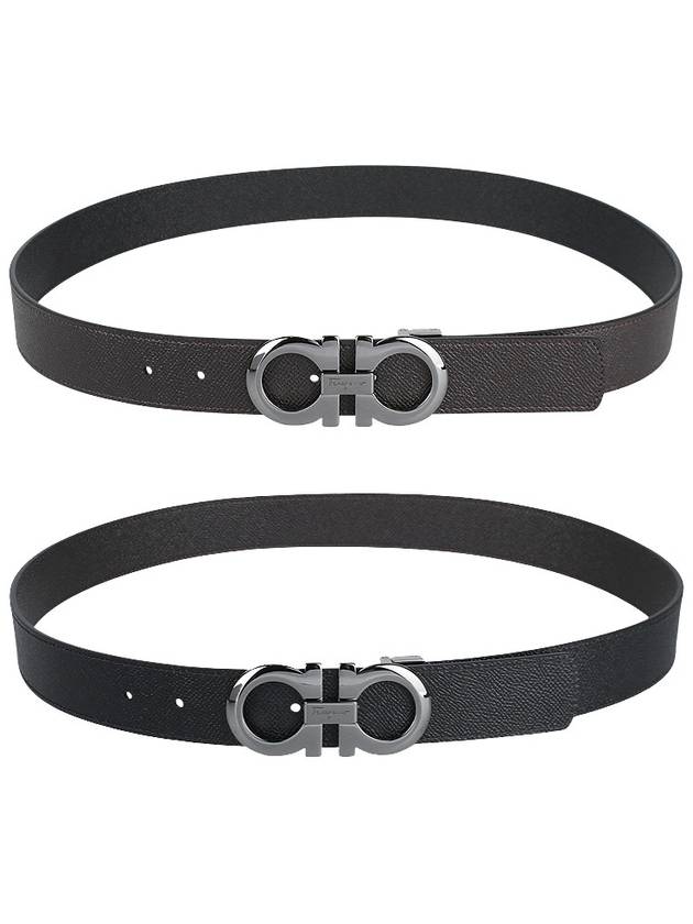 Gancini Reversible Adjustable Leather Belt Black - SALVATORE FERRAGAMO - BALAAN 10