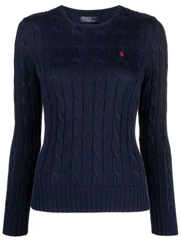 Embroidered Logo Pony Cable Knit Top Navy - POLO RALPH LAUREN - BALAAN 3