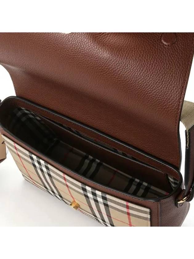 Leather and Vintage Check Note Crossbody Bag Tan - BURBERRY - BALAAN 7