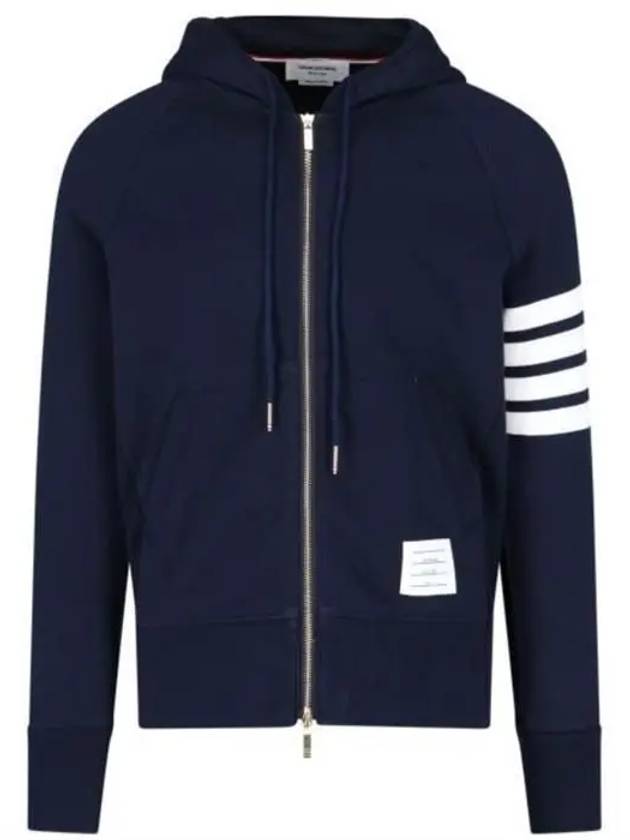 Engineered 4 Bar Diagonal Zip Up Hoodie Navy - THOM BROWNE - BALAAN 3