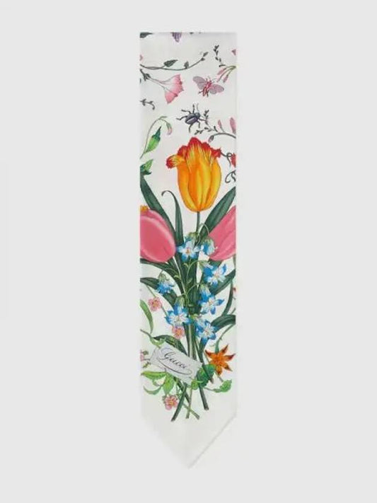 Women's Flora Print Silk Neck Bow Muffler - GUCCI - BALAAN 2