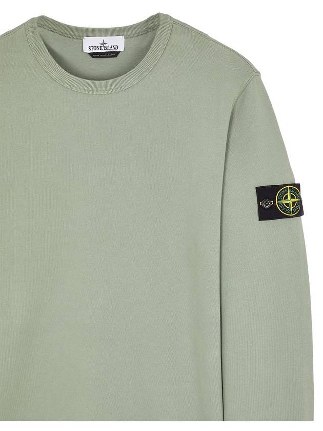 Brushed Cotton Fleece Garment Dyed Crewneck Sweatshirt Sage Green - STONE ISLAND - BALAAN 4