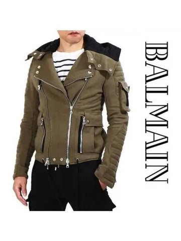 Khaki biker hooded jacket 271589 - BALMAIN - BALAAN 1