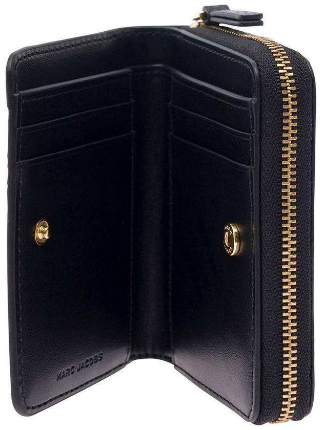 'Mini Compact' Black Wallet With Embossed Logo In Hammered Leather Woman - MARC JACOBS - BALAAN 5