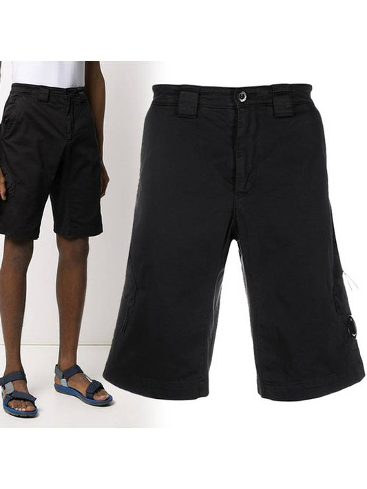 Men's Lens Wappen Bermuda Cargo Shorts Black - CP COMPANY - BALAAN 2