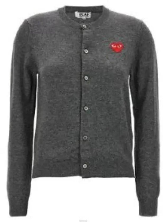 COMME DES GARCONS PLAY Red Heart Wappen Cardigan Gray P1N0073 AZN0070513 - COMME DES GARCONS PLAY - BALAAN 1