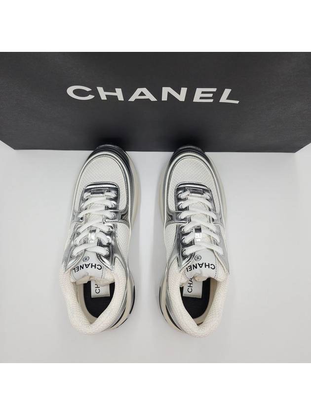 Fabric Laminated Low Top Sneakers Silver - CHANEL - BALAAN 11