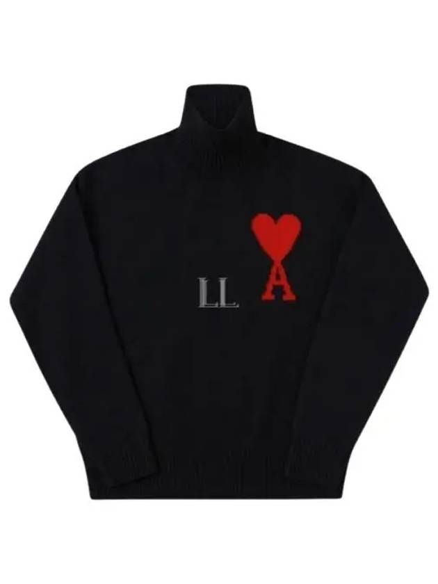 Heart Logo Knit Turtleneck Black - AMI - BALAAN 2