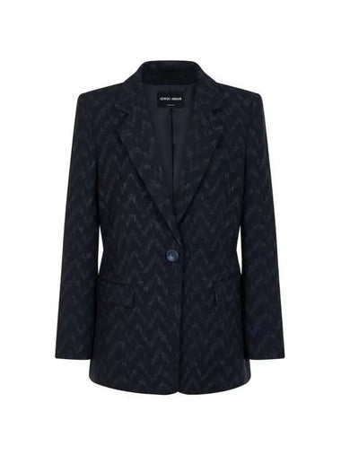 Women s Zigzag Pattern One Button Jacket Black 270878 - GIORGIO ARMANI - BALAAN 1