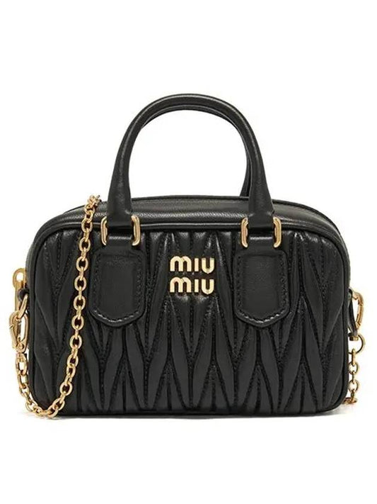 Macerate Nappa Leather Mini Bag Metal Black - MIU MIU - BALAAN 2