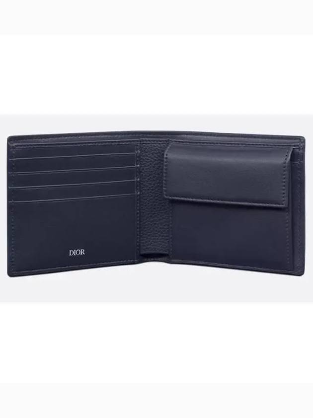 Grain Leather CD Icon Compact Half Wallet Navy - DIOR - BALAAN 4