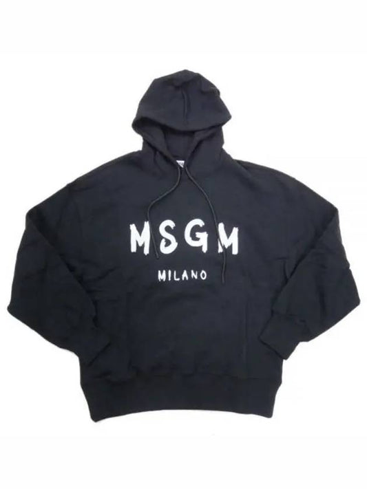 Brushed Logo Milano Hooded Top Black - MSGM - BALAAN.