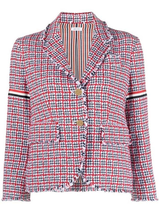 Check Pattern Tweed Jacket Red - THOM BROWNE - BALAAN 1