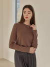 Women's Bono Basic Round Long Sleeve T-Shirt Brown - ARIFF - BALAAN 4