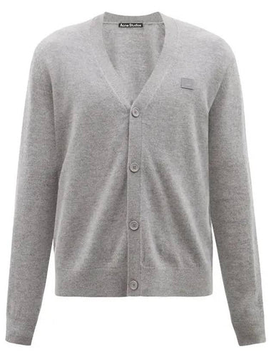 Face logo rib V neck wool cardigan gray C660038 - ACNE STUDIOS - BALAAN 1