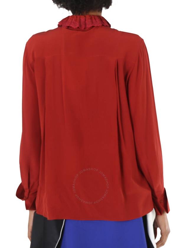 Chloe Ladies Peppery Red Ruffle-Neck Silk Shirt, Brand Size 40 (US Size 8) - CHLOE - BALAAN 3