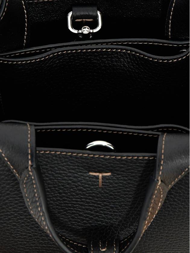 Micro Leather Tote Bag Black - TOD'S - BALAAN 5