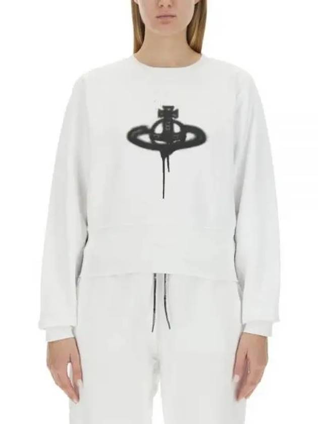 Spray ORB Logo Sweatshirt White - VIVIENNE WESTWOOD - BALAAN 2