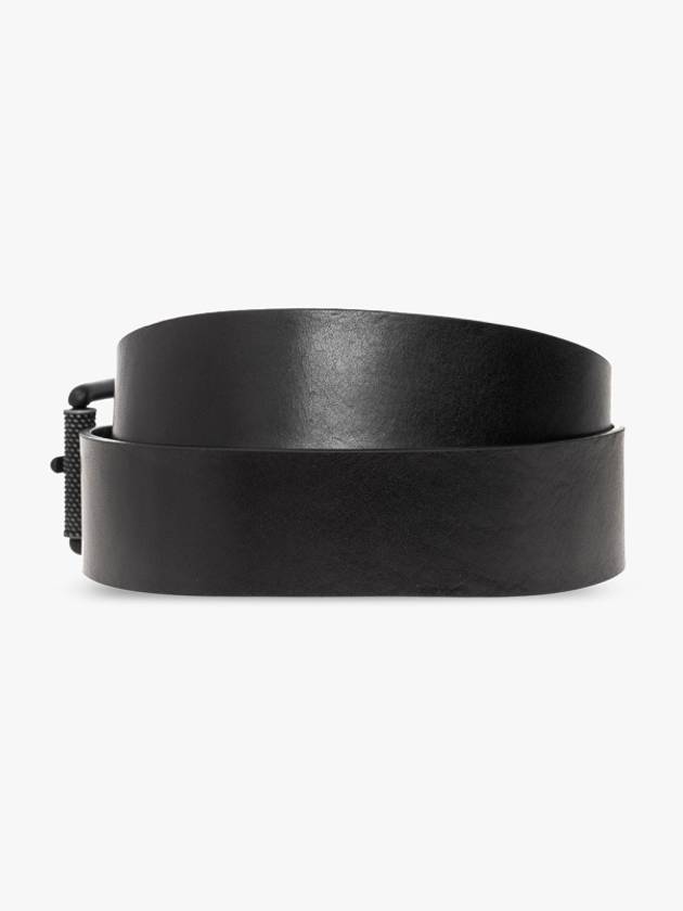 B-Dave Logo Loop Leather Belt Black - DIESEL - BALAAN 3