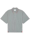 Striped Short Sleeve Shirt Grey - THOM BROWNE - BALAAN 3