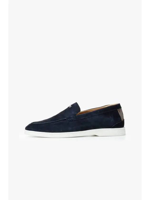 Men s Logo Patch Suede Slip On Loafers Dark Navy - HERNO - BALAAN 1