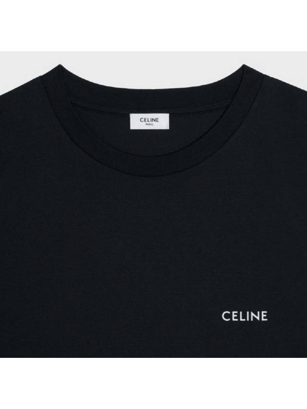 Logo Print Cotton Jersey Loose Short Sleeve T-Shirt Black - CELINE - BALAAN 3