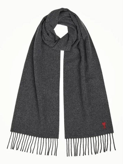 Small Heart Logo Classic Wool Scarf Dark Grey - AMI - BALAAN 2